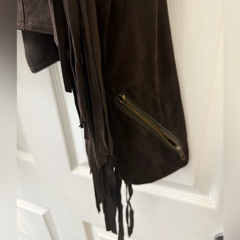 Vintage Boho Brown Fringe Women's Jacket - Picture 4 of 4